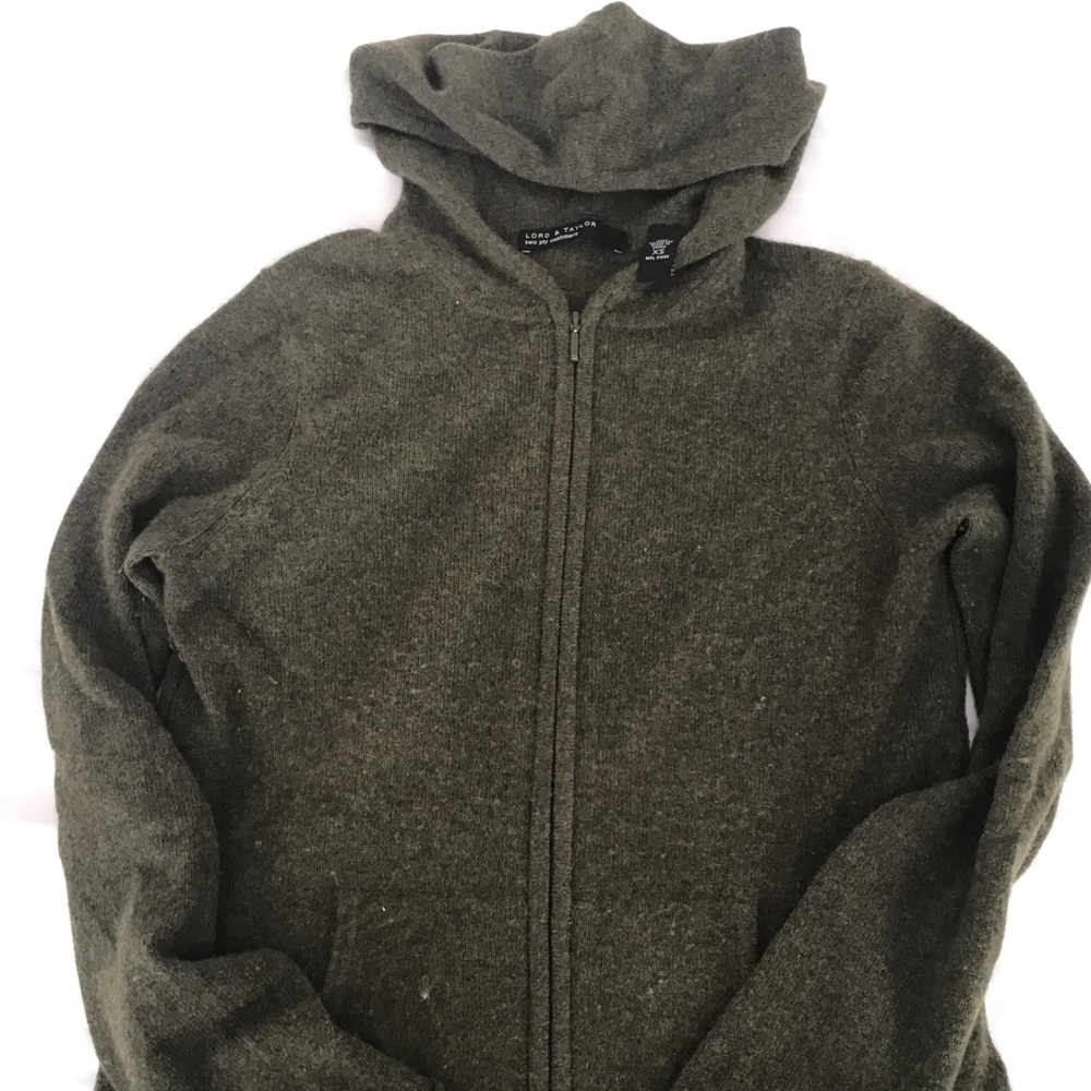 100% cashmere zipper front hoodie sweater